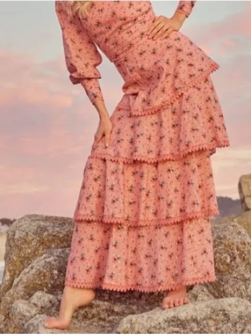 NWT Eddy Primrose and Floral Tiered Brenda Skirt Size Small